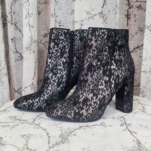 Nina Black Inamae Antique Black Silver Rhinestone Button Evening Fashion Booties